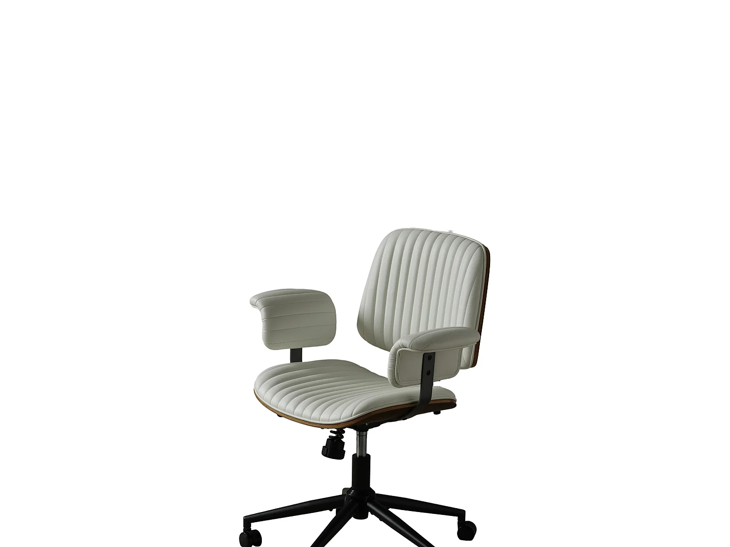 Silla de oficina giratoria de piel sintética con ruedas y altura regulable - Beige