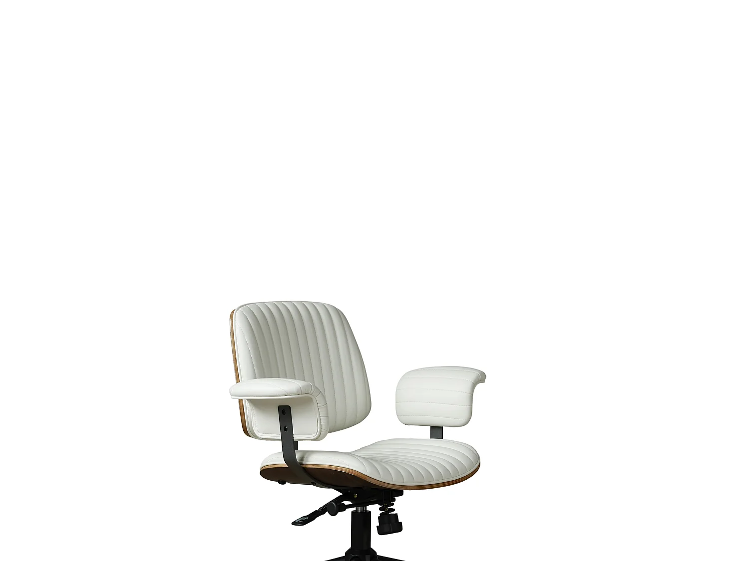 Silla de oficina giratoria de piel sintética con ruedas y altura regulable - Beige
