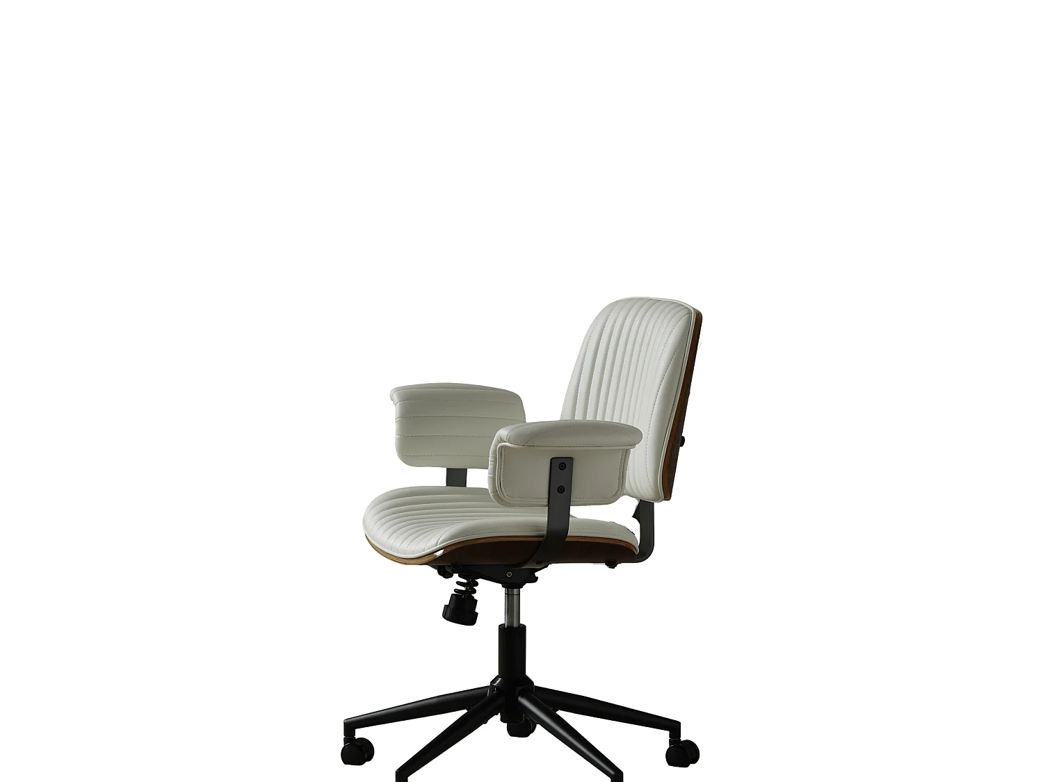Silla de oficina giratoria de piel sintética con ruedas y altura regulable - Beige