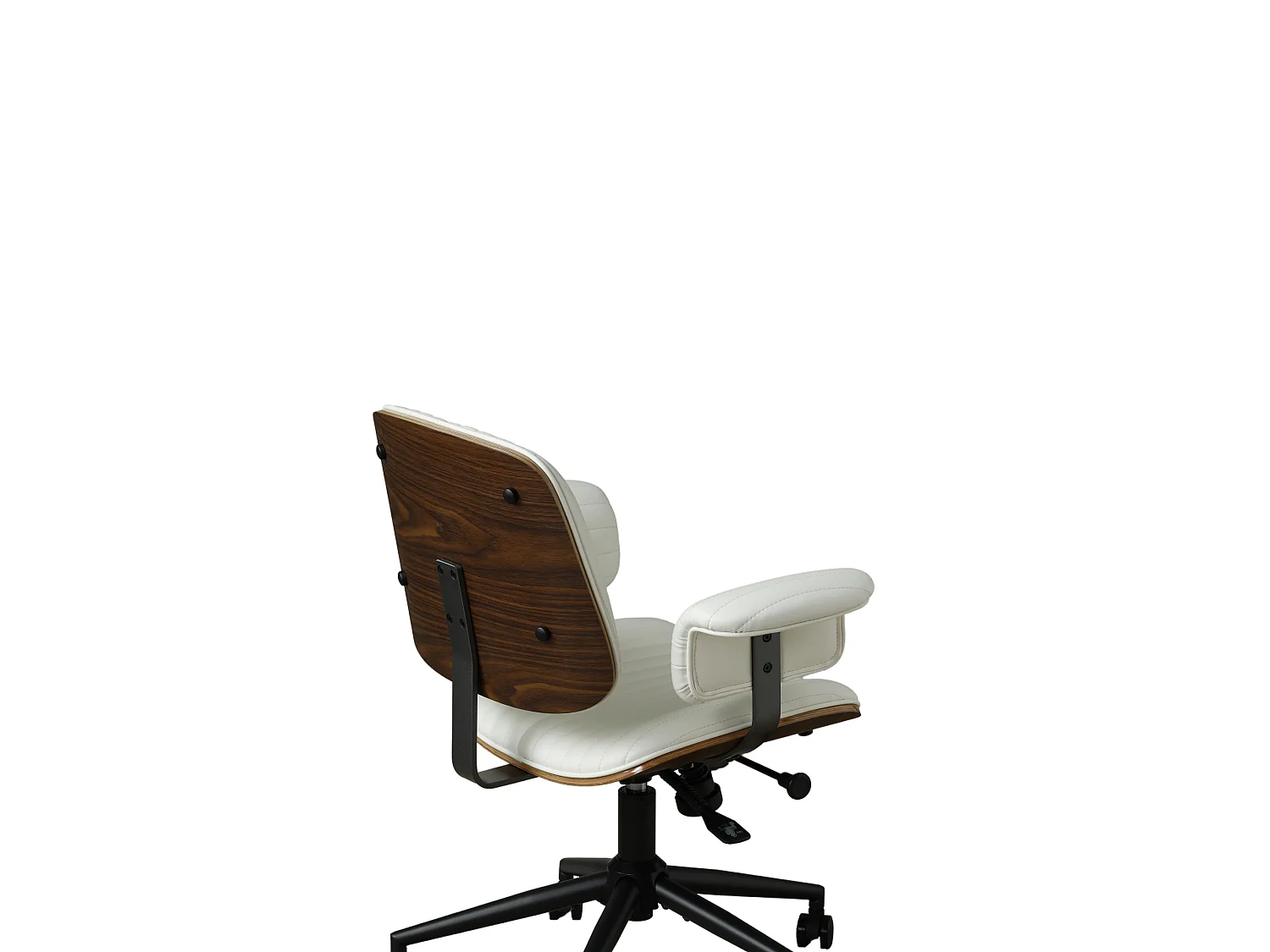 Silla de oficina giratoria de piel sintética con ruedas y altura regulable - Beige