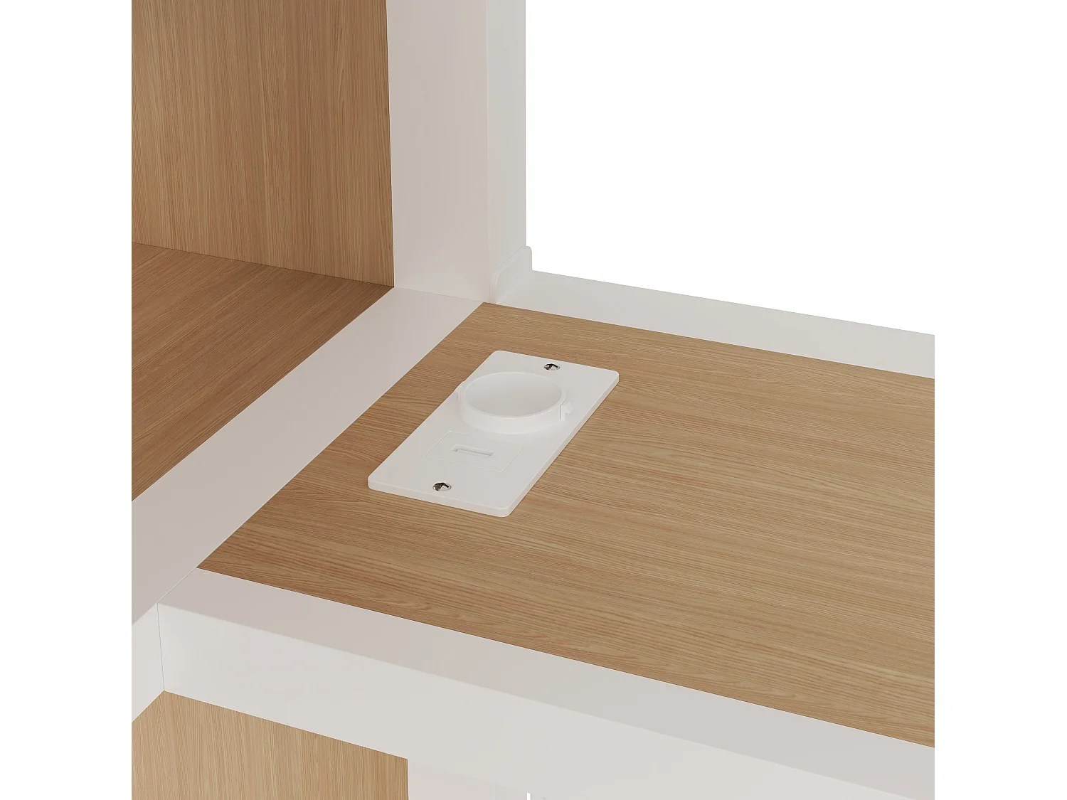 Lit mezzanine adulte 160 x 200 cm avec port USB, bureau et penderie ouverte - Blanc