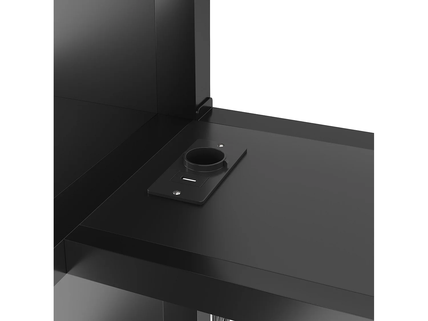 Lit mezzanine adulte 160 x 200 cm avec port USB, bureau et penderie ouverte - Noir