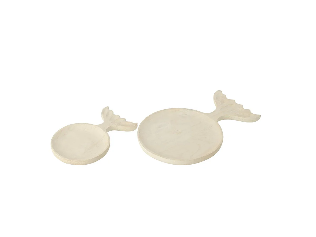 Plateau Déco Poisson en Bois "Dona" 29cm Blanc