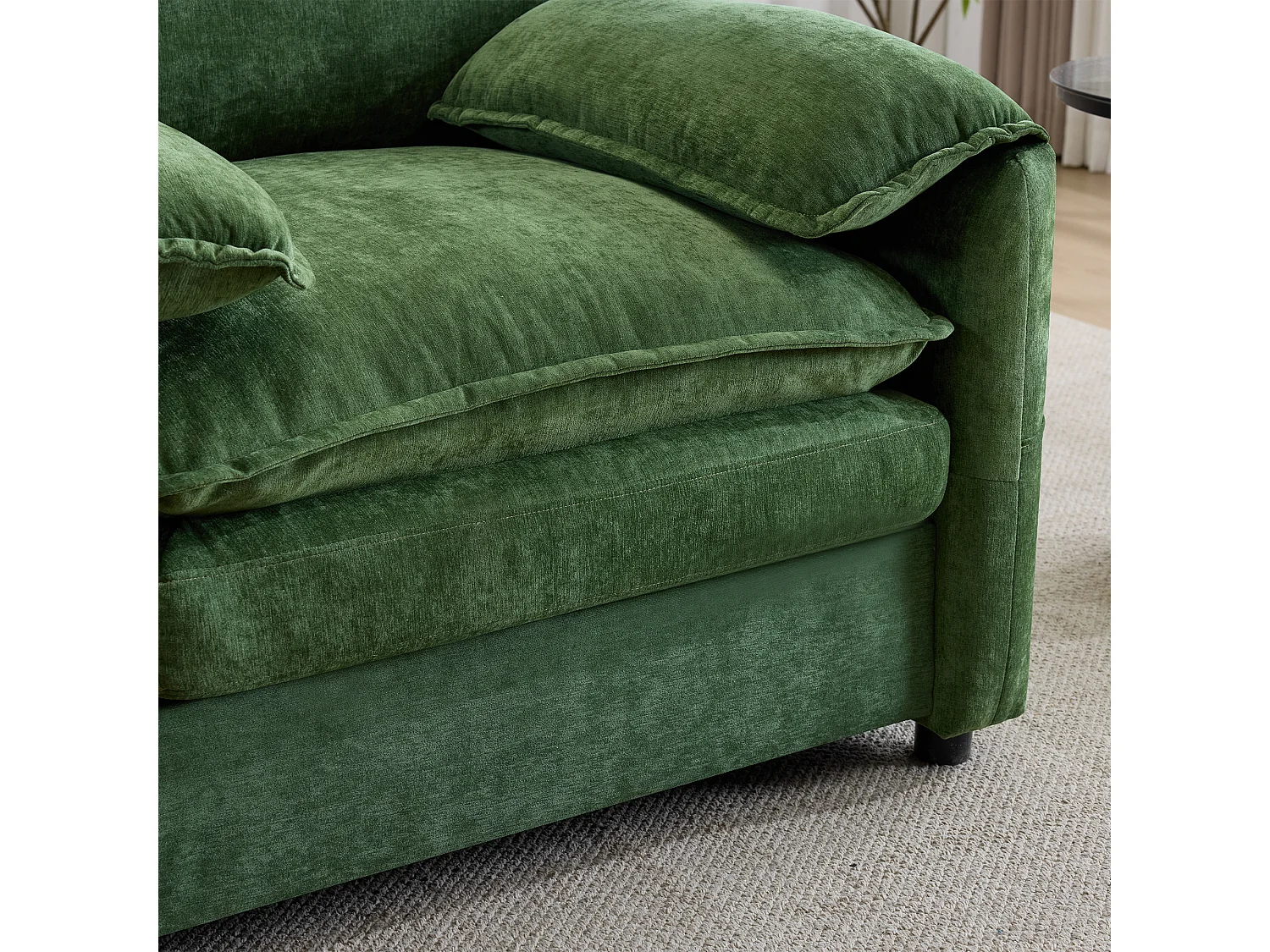 Fauteuil relax vert en velours, avec poche de rangement, design rétro, salon/chambre