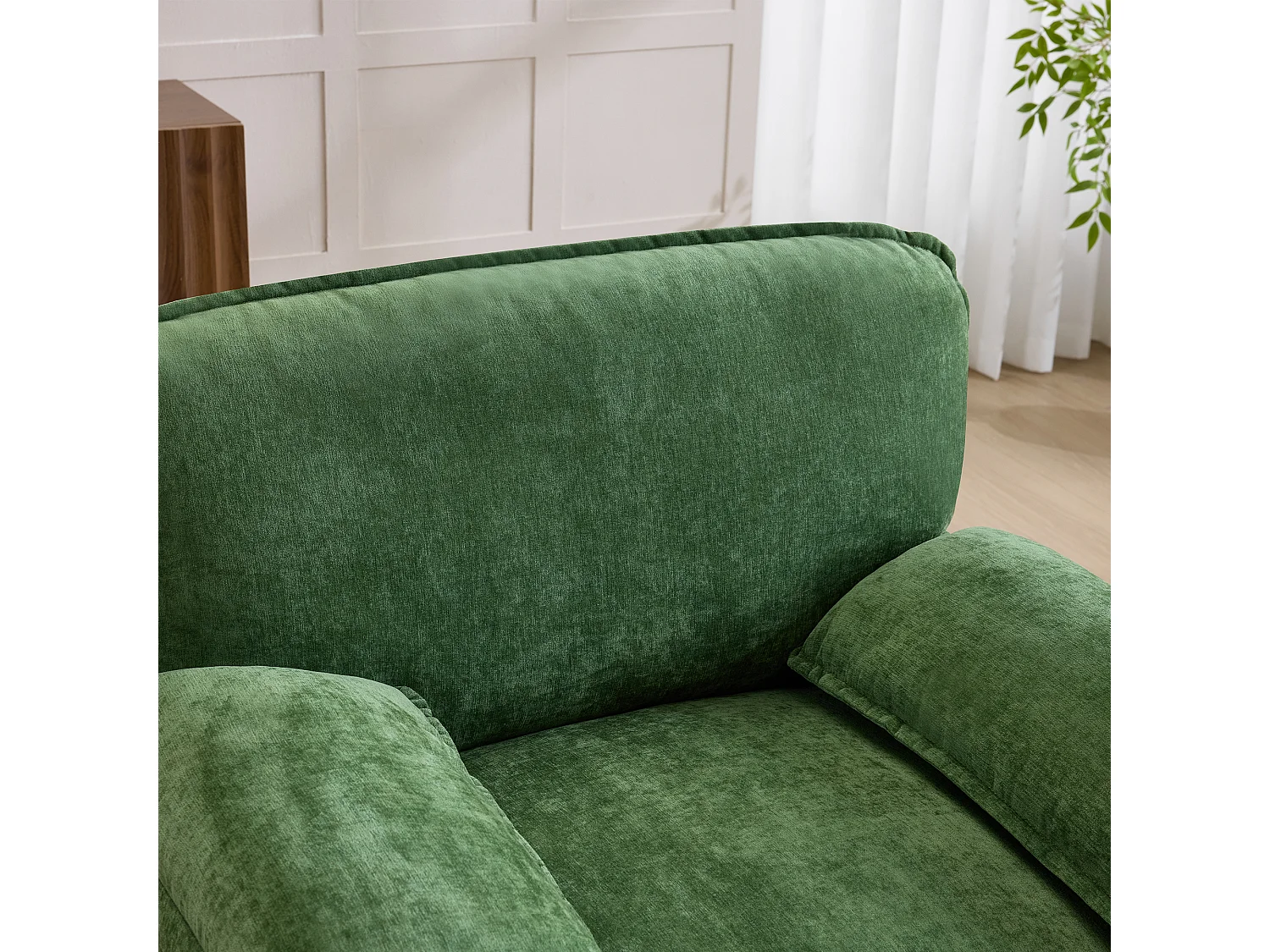 Fauteuil relax vert en velours, avec poche de rangement, design rétro, salon/chambre