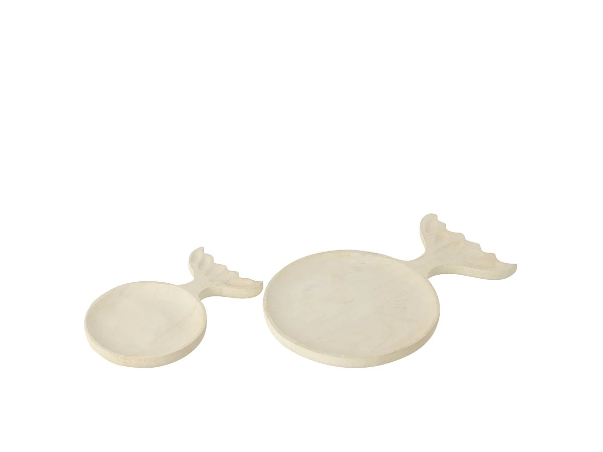 Plateau Déco Poisson en Bois "Dona" 45cm Blanc