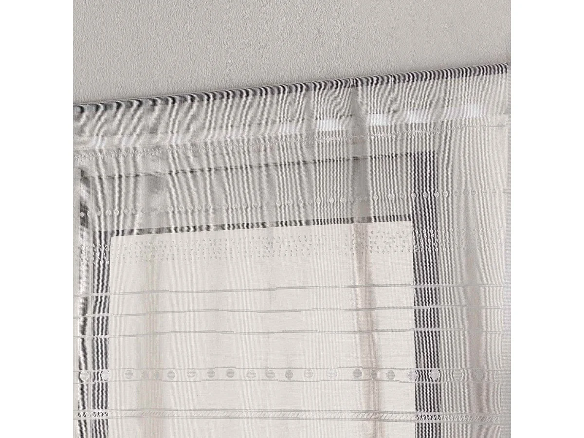 Paire de Voilage à Pompons "Celine" 45x120cm Blanc