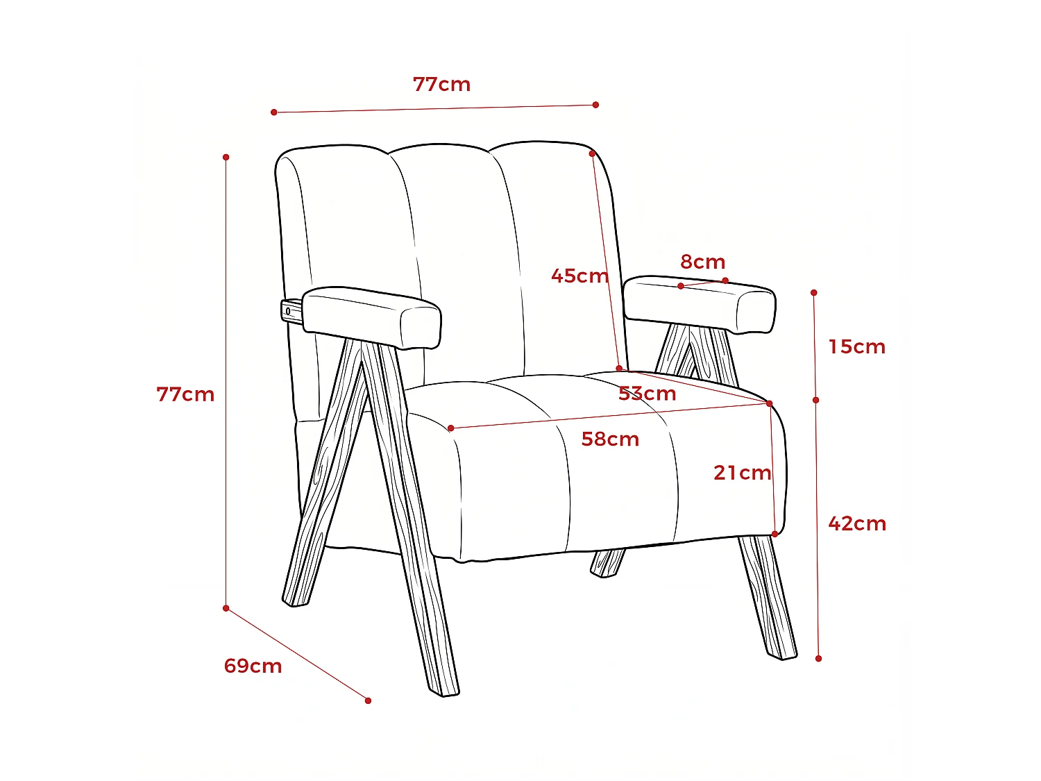 Fauteuil d'appoint en tissu bouclé avec structure en bois, pour salon et chambre, gris