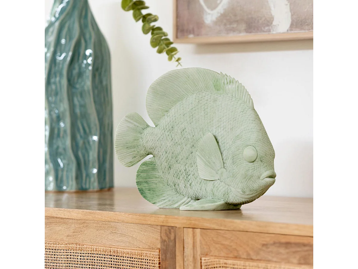 Statuette Déco Poisson "Corail" 29cm Vert