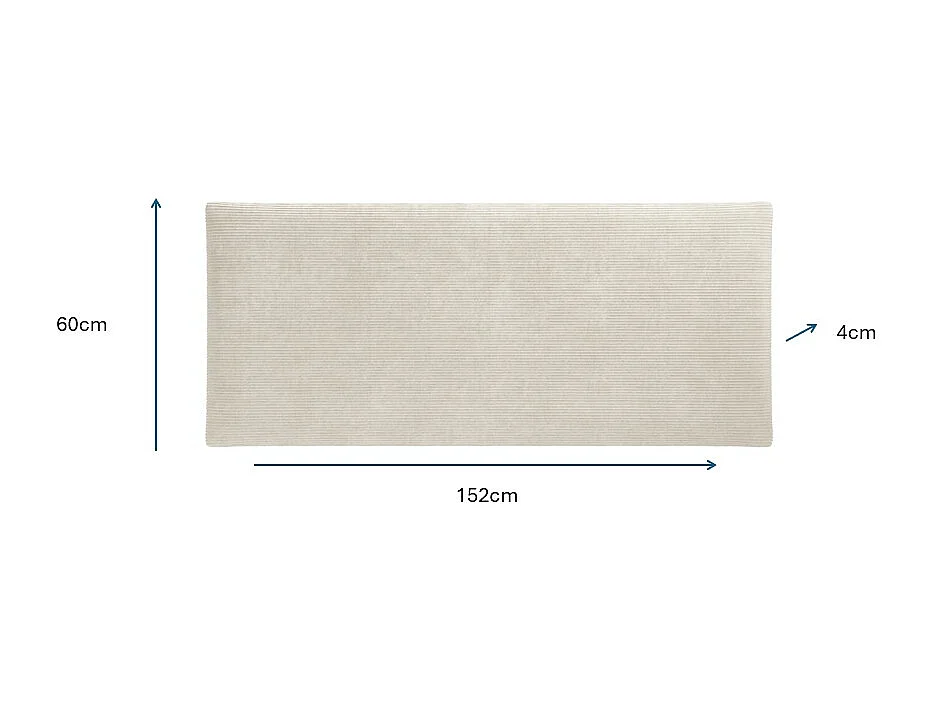 Lit escamotable 140 x 200 cm avec tête de lit en velours côtelé - Ouverture verticale manuelle - Avec LEDs - Blanc + Matelas - RAPILI