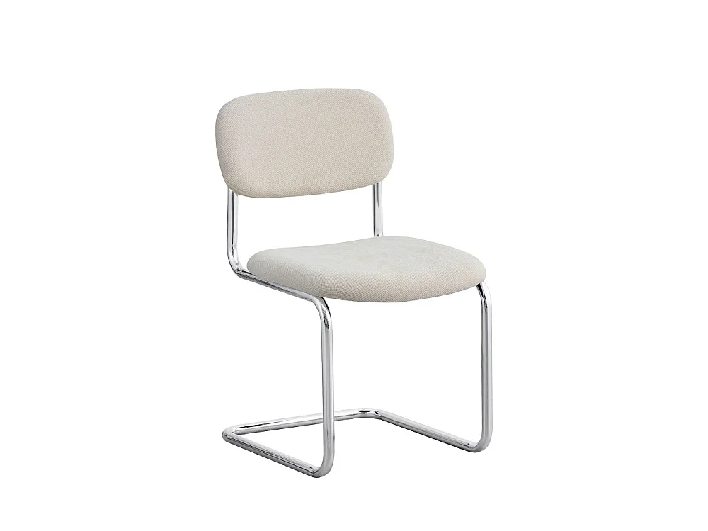 Marcel - Lot de 2 chaises en tissu pieds chrome  - Beige