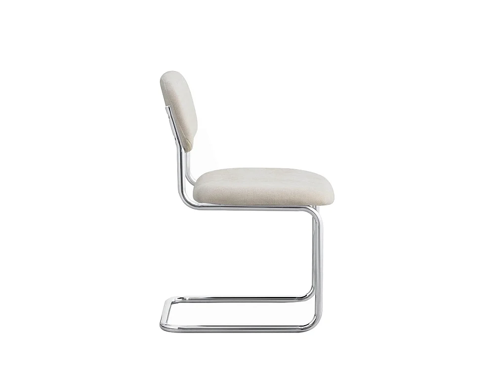 Marcel - Lot de 2 chaises en tissu pieds chrome  - Beige