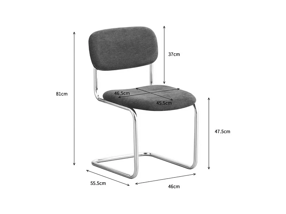 Marcel - Lot de 2 chaises en tissu pieds chrome  - Beige