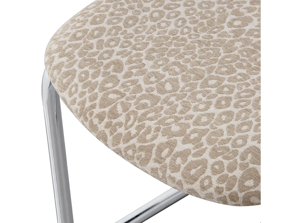 Marcel - Lot de 2 chaises imprimé léopard pieds chrome  - Beige