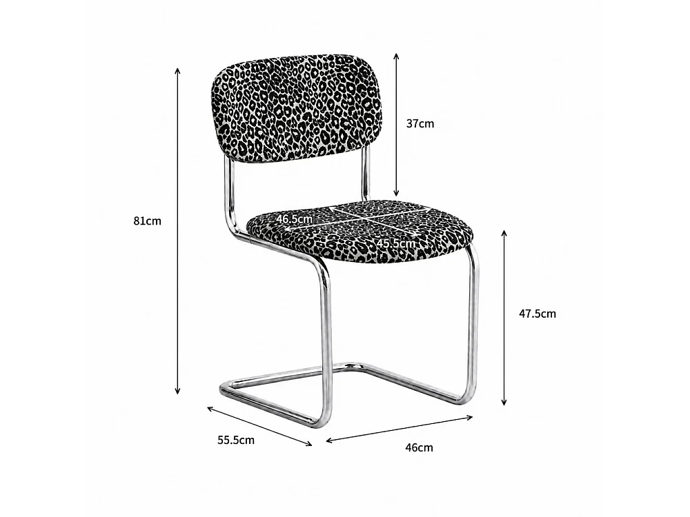 Marcel - Lot de 2 chaises imprimé léopard pieds chrome  - Beige