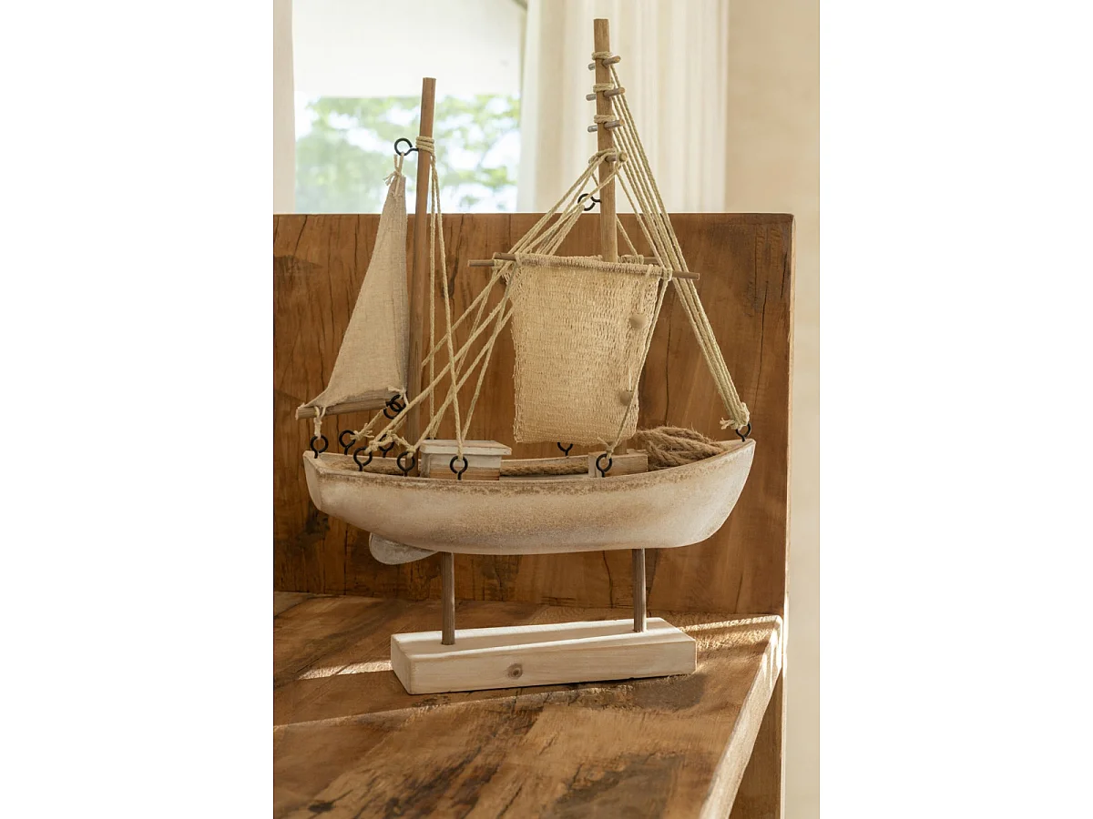 Bateau Déco à Voiles "Regatta" 41cm Naturel