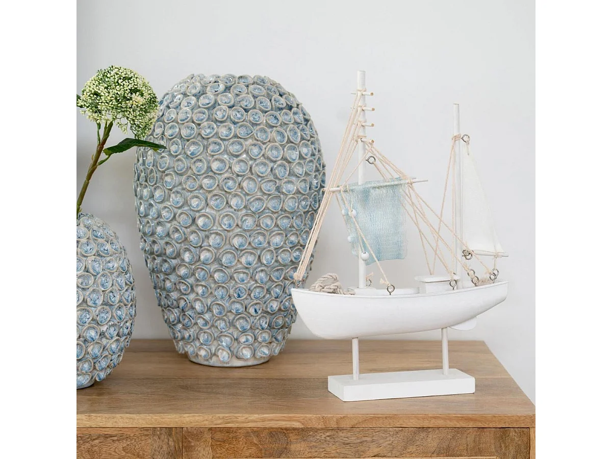 Bateau Déco à Voiles "Regatta" 41cm Blanc