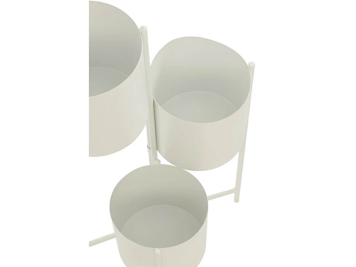 Support 3 Cache-Pots en Métal "Hallo" 75cm Blanc