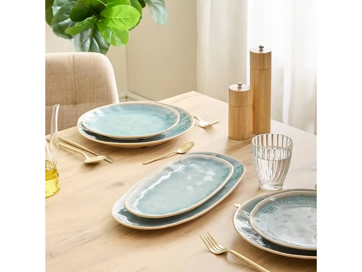 Plat de Présentation Ovale "Pia" 31cm Bleu