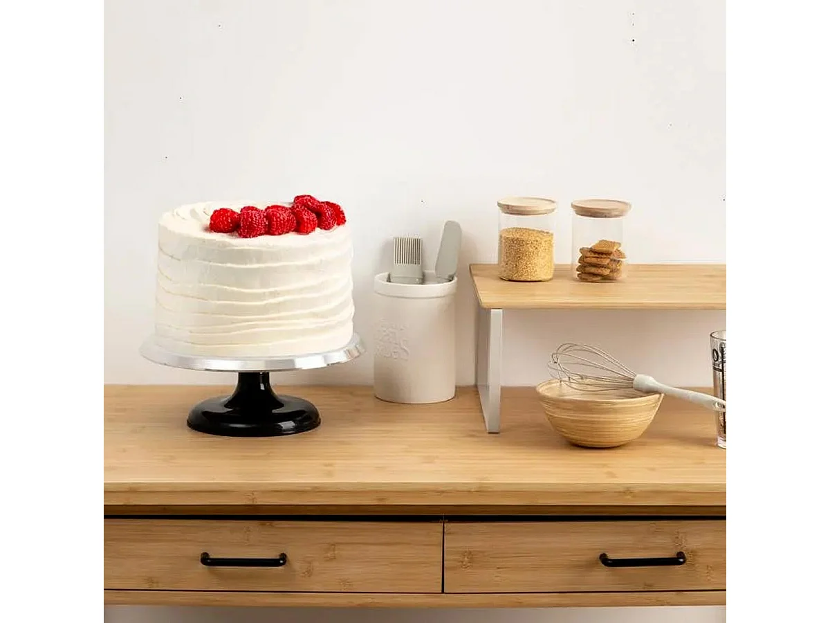 Plateau Tournant Pour Gâteau "Rebord" 31cm Argent
