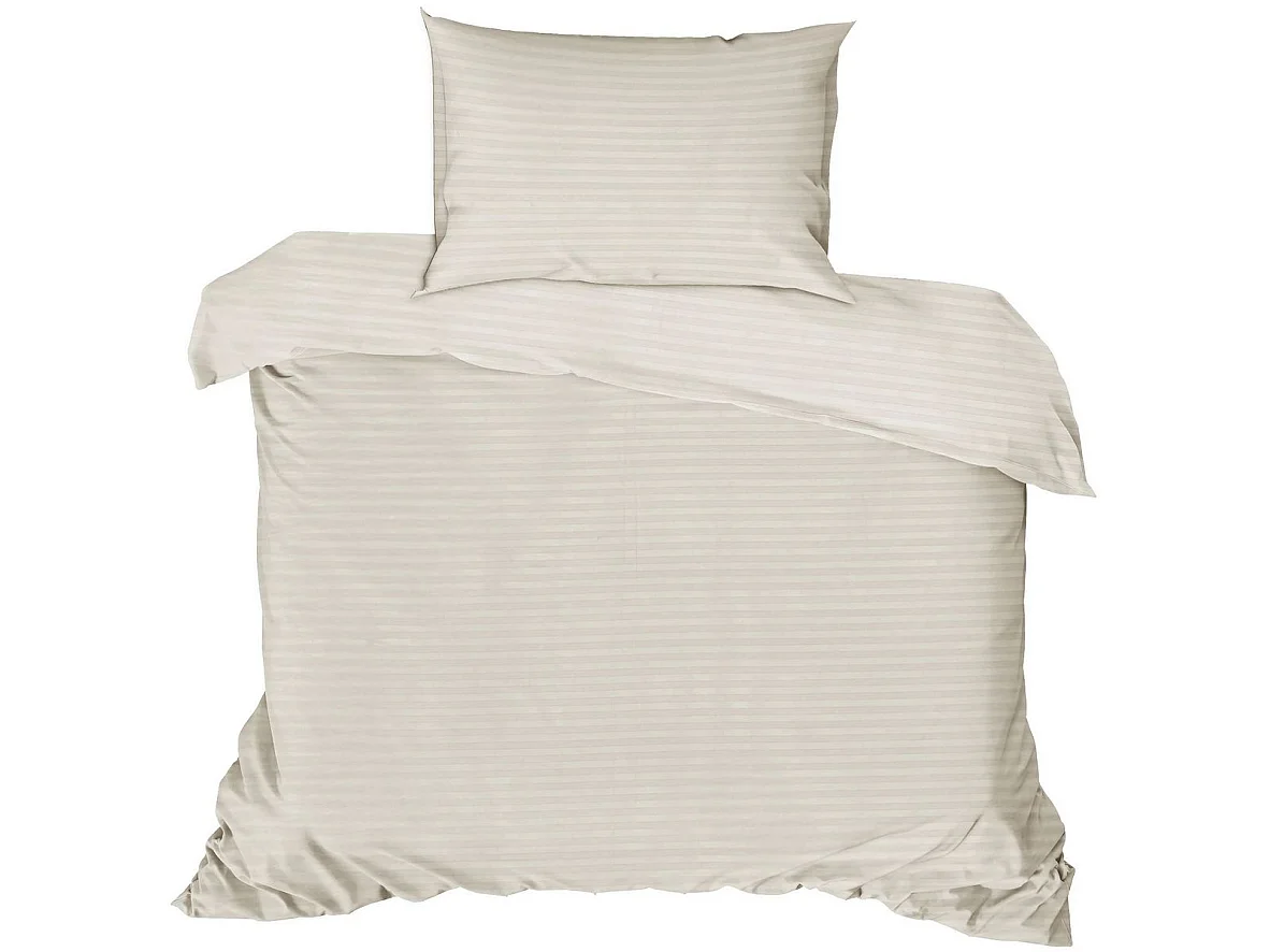 Parure de couette ASIR Satin Coton 140 x 200 cm avec 2 taies 60 x 60 cm - Écru