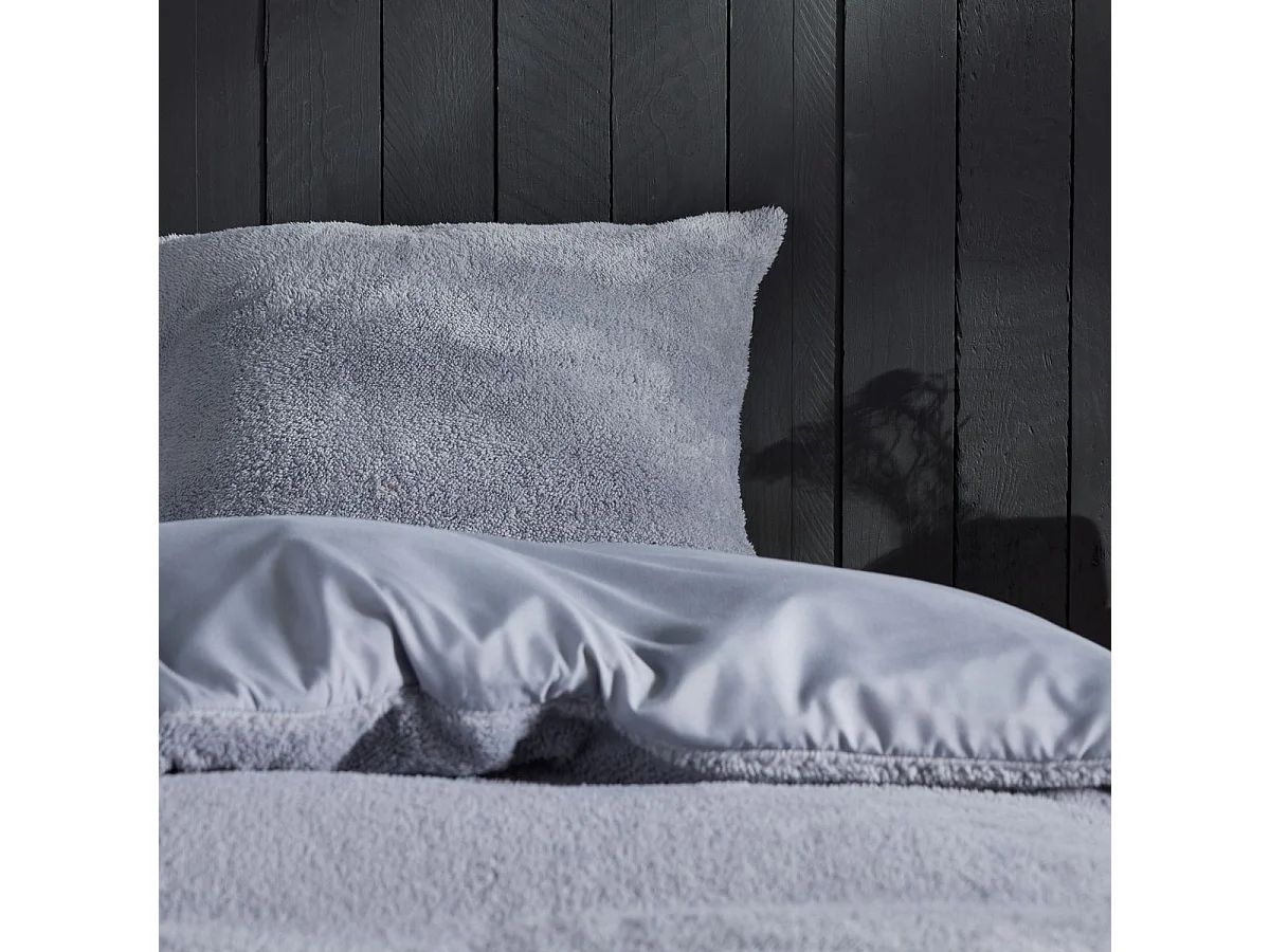TODAY Teddy Parure de couette réversible 220x240 cm avec 2 taies 63x63 cm, Gris