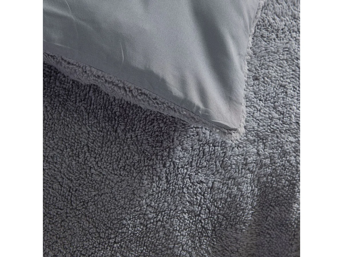 TODAY Teddy Parure de couette réversible 220x240 cm avec 2 taies 63x63 cm, Gris