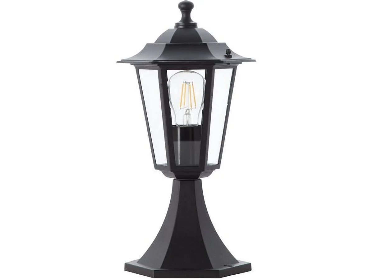 BRILLIANT Buiten Zwarte Metalen en Glazen Lantaarn Stijl Tuinlamp, E27 Fitting, IP44