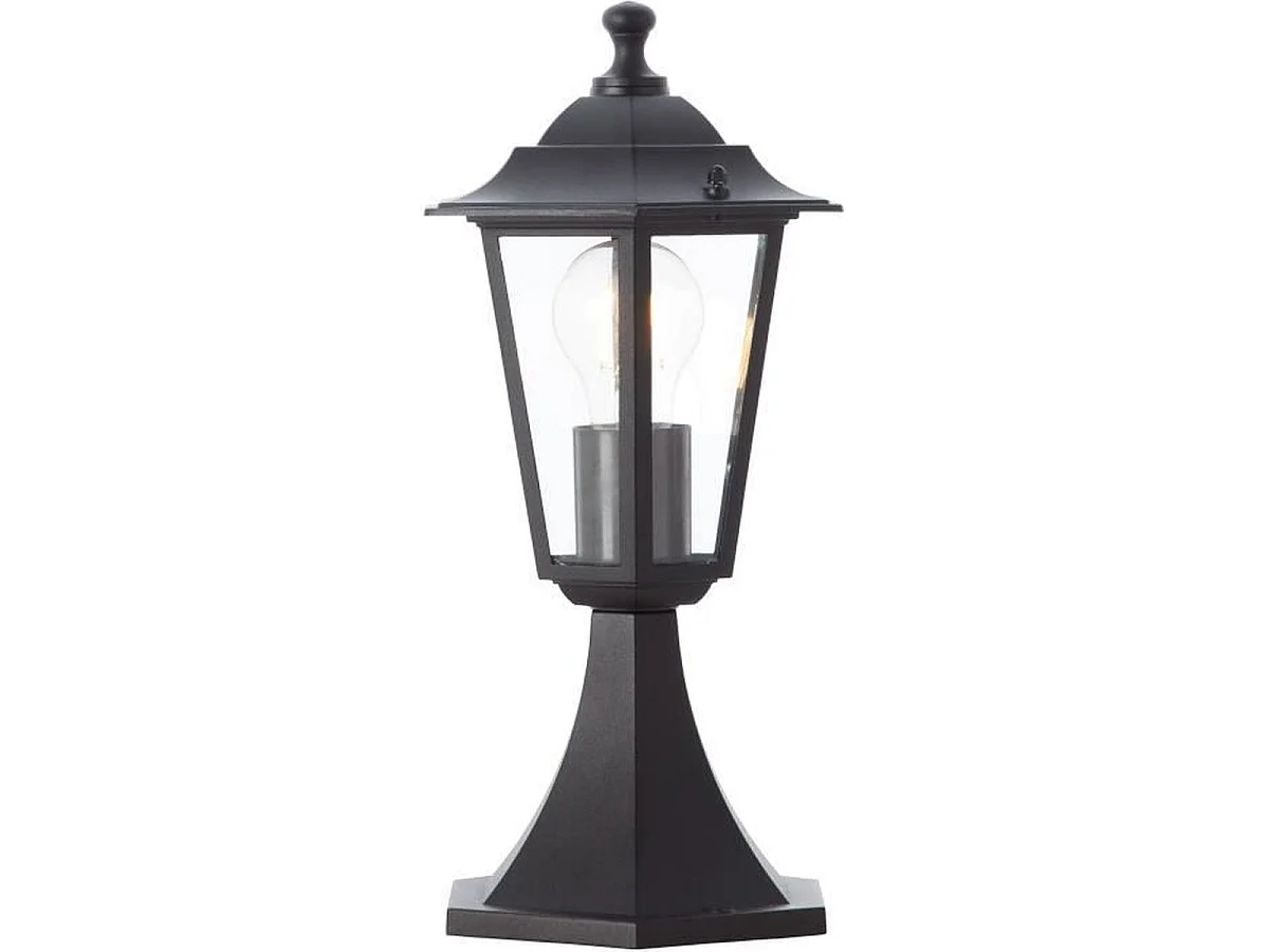 BRILLIANT Buiten Zwarte Metalen en Glazen Lantaarn Stijl Tuinlamp, E27 Fitting, IP44