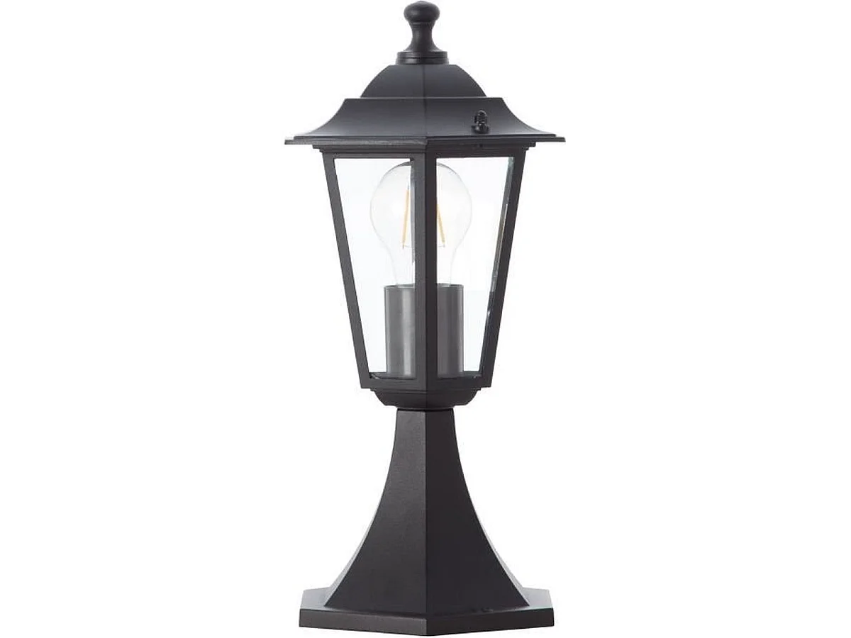 BRILLIANT Buiten Zwarte Metalen en Glazen Lantaarn Stijl Tuinlamp, E27 Fitting, IP44