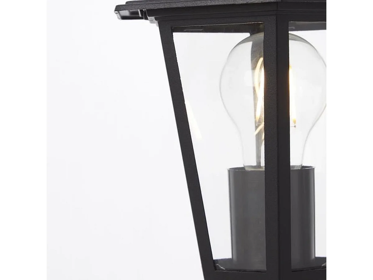 BRILLIANT Buiten Zwarte Metalen en Glazen Lantaarn Stijl Tuinlamp, E27 Fitting, IP44