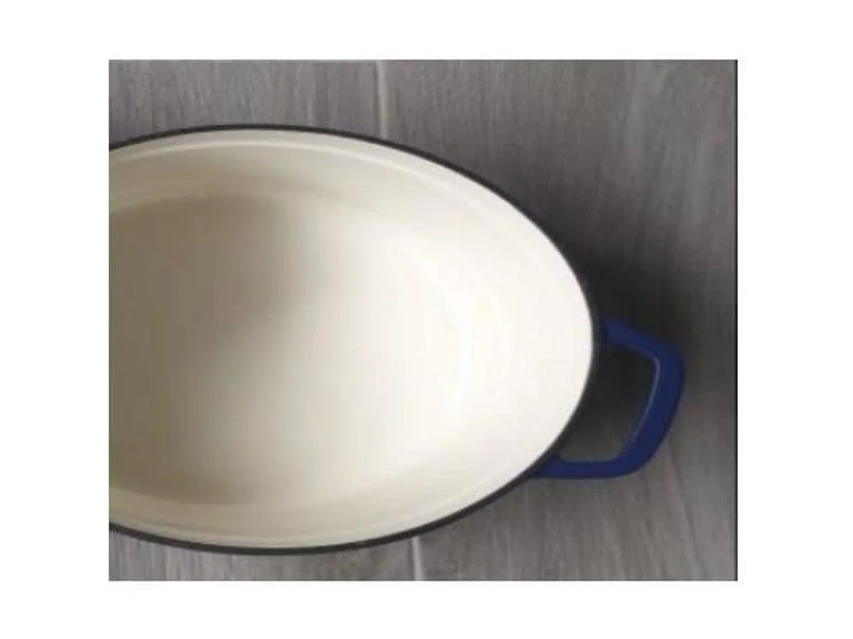 GSW Blue Magic Ovale Cocotte 33x26cm - 7L Geëmailleerd Gietijzer, Blauwe Gestructureerde Buitenkant, Witte Binnenkant