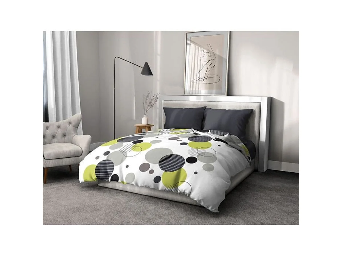 HOME LINGE PASSION - Parure de couette microfibre BULLES DE REVE 240x260 cm - Gris