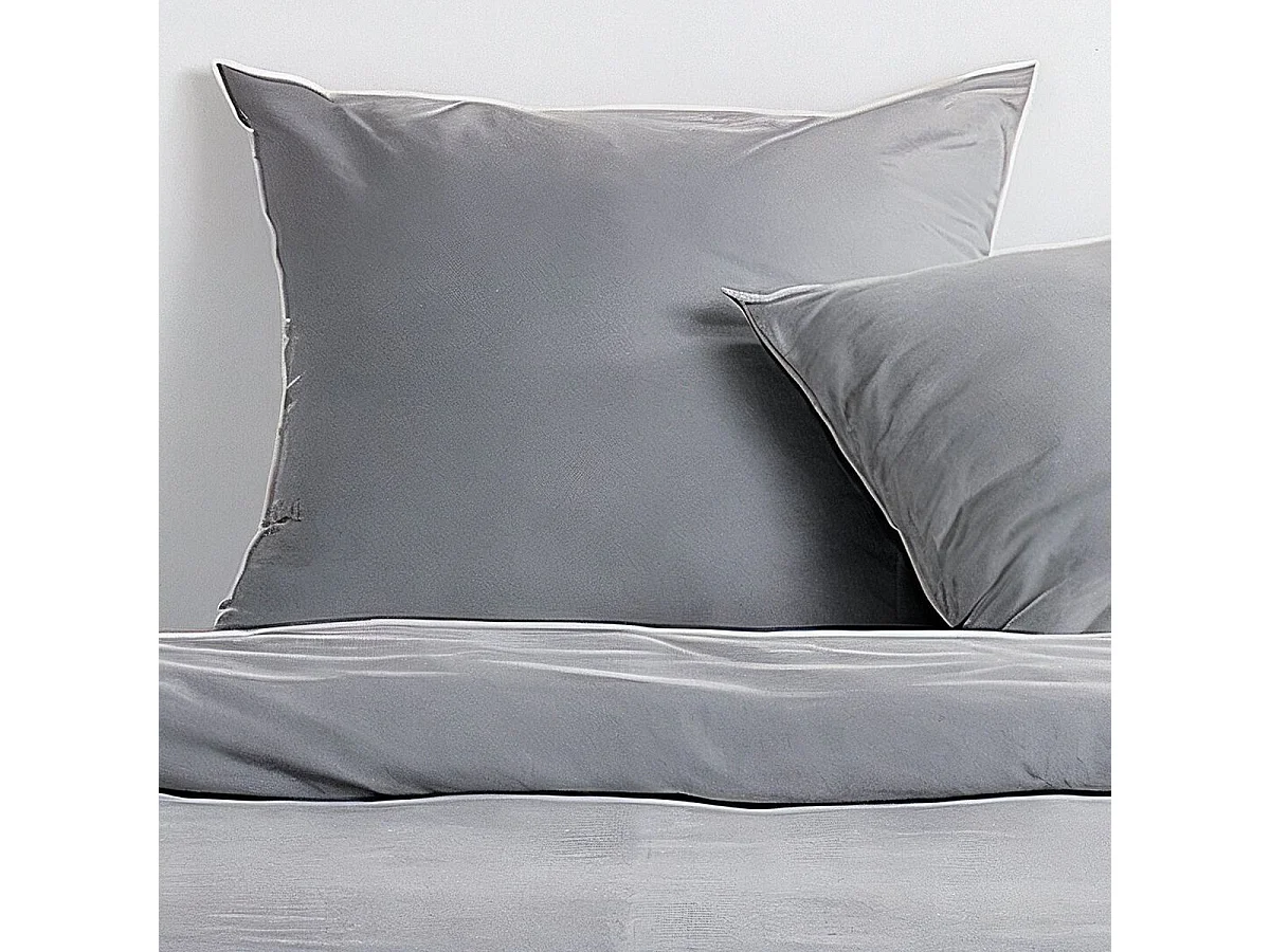 TODAY Essential - Housse de couette 220 x 240 cm + 2 taies 63 x 63 cm, effet crépon gris