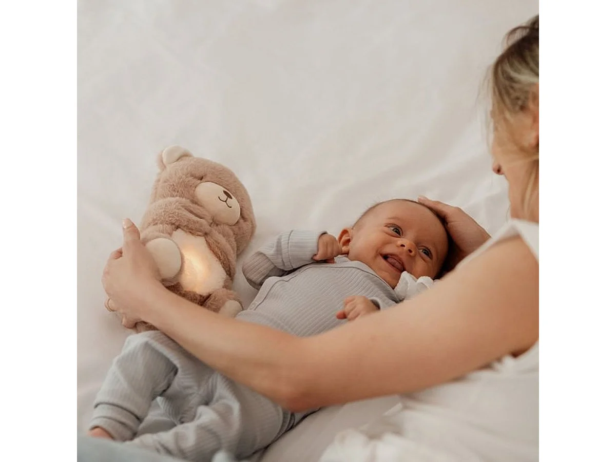 Nuby Mon Doudou Apaisant Ours en Peluche Veilleuse Musicale avec Mouvement Respiratoire