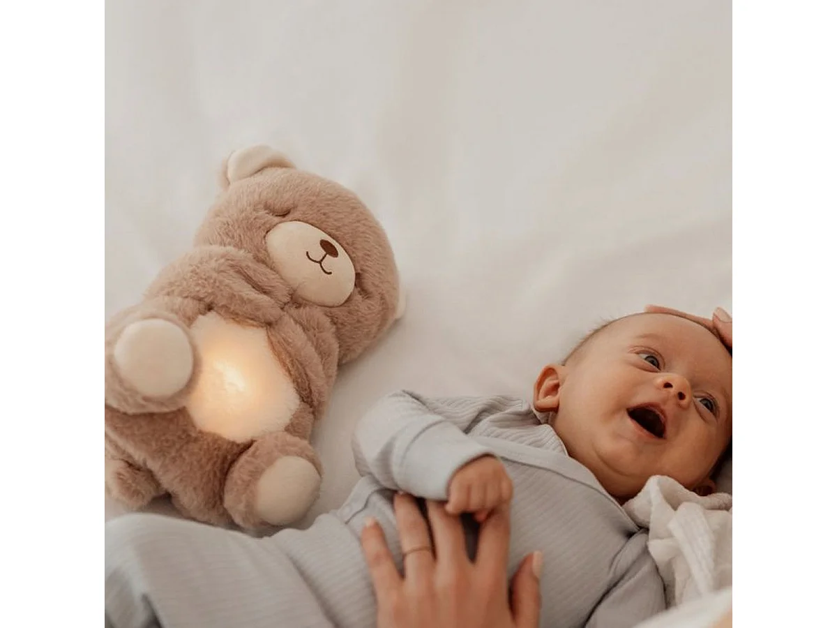 Nuby Mon Doudou Apaisant Ours en Peluche Veilleuse Musicale avec Mouvement Respiratoire