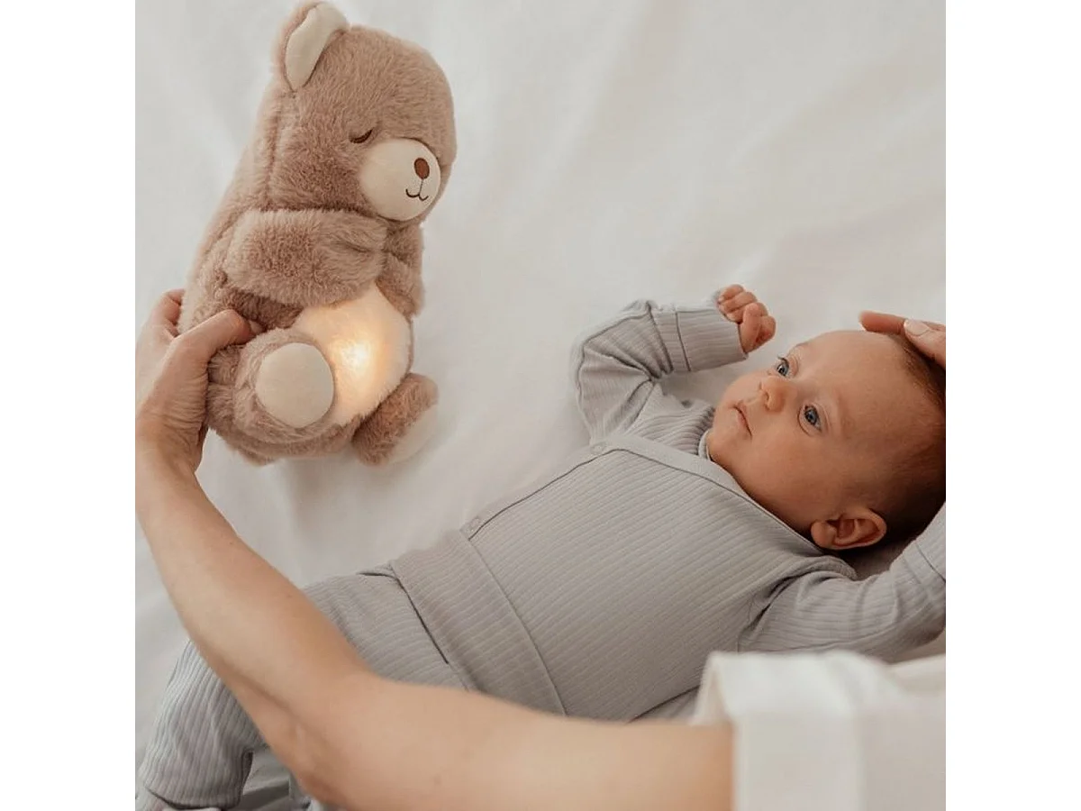 Nuby Mon Doudou Apaisant Ours en Peluche Veilleuse Musicale avec Mouvement Respiratoire