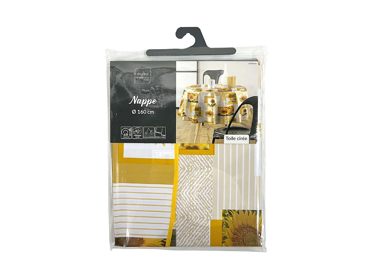 Nappe Toile Cirée Ronde "Sunflower" 160cm Jaune