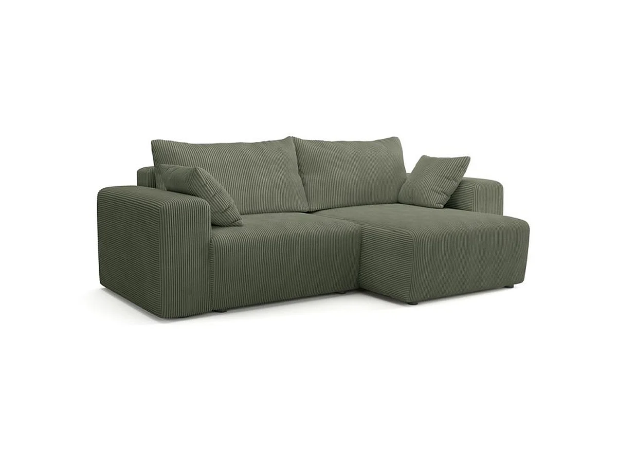 Canapé d'angle réversible convertible BOBO 4 places en tissu vert - 244 x 138 x 86 cm