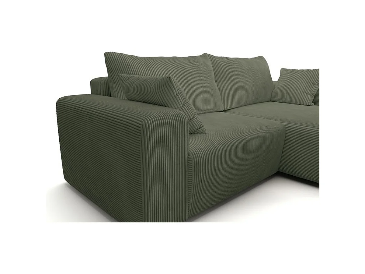 Canapé d'angle réversible convertible BOBO 4 places en tissu vert - 244 x 138 x 86 cm