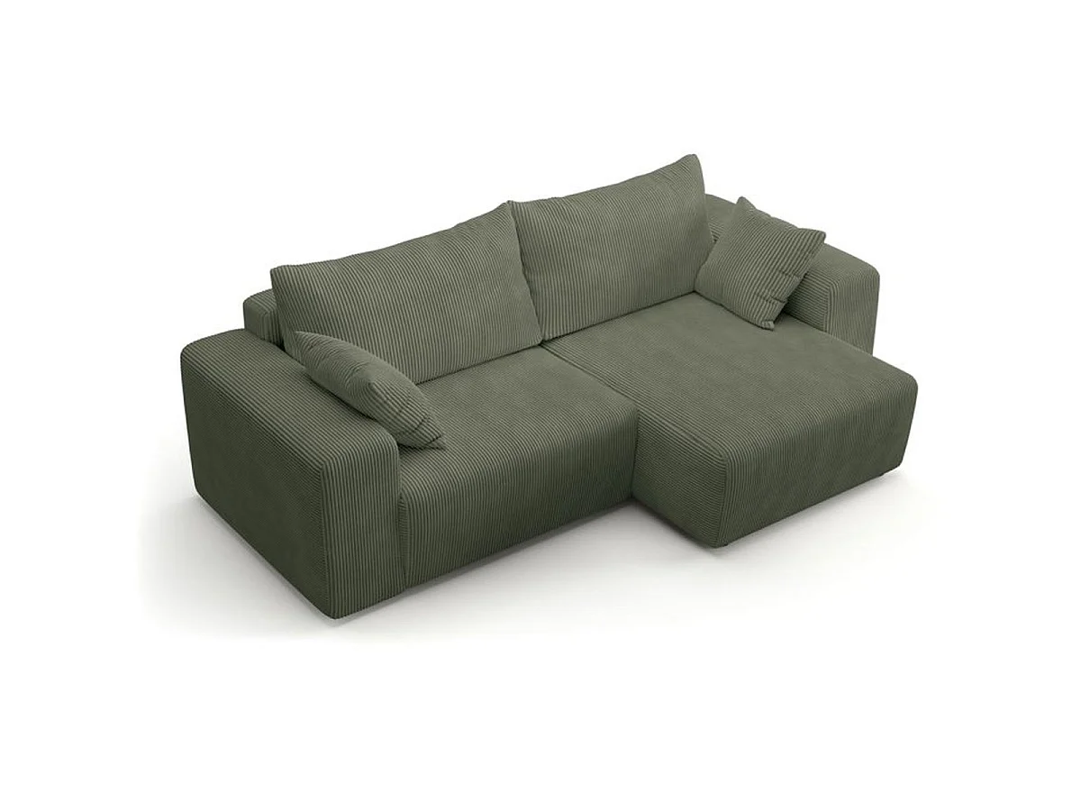 Canapé d'angle réversible convertible BOBO 4 places en tissu vert - 244 x 138 x 86 cm