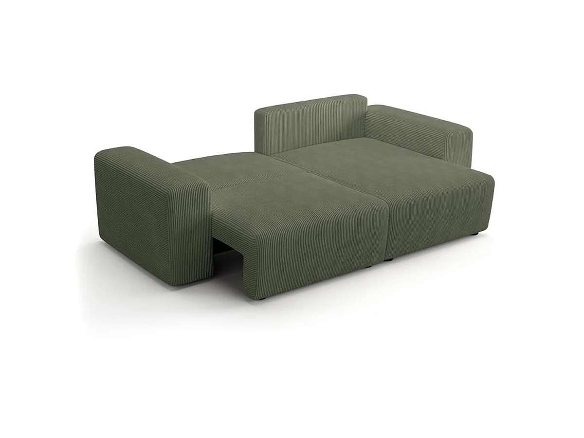 Canapé d'angle réversible convertible BOBO 4 places en tissu vert - 244 x 138 x 86 cm