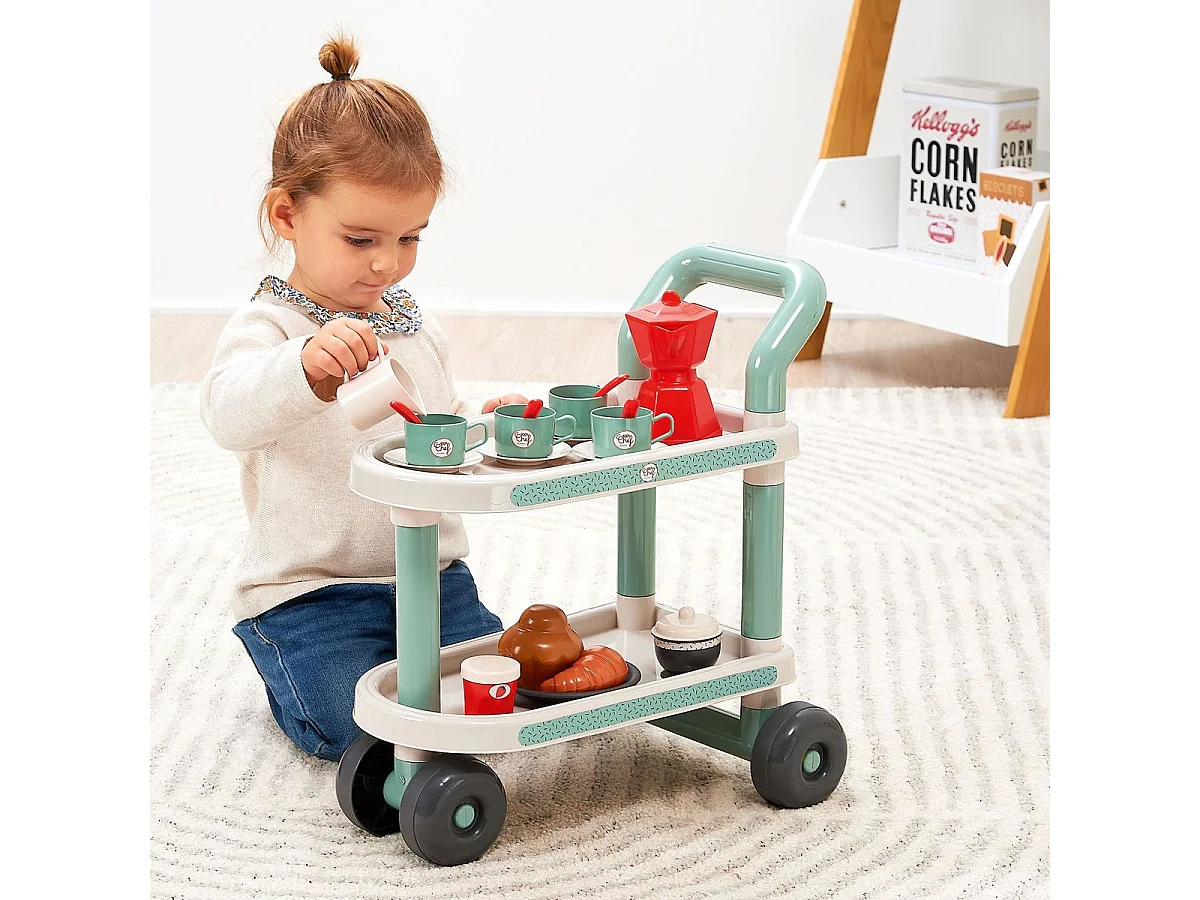 Ecoiffier Chariot de Service Petit-Déjeuner avec 22 Accessoires - Dès 18 mois