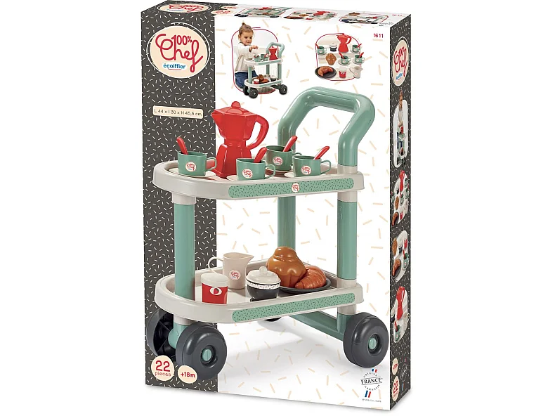 Ecoiffier Chariot de Service Petit-Déjeuner avec 22 Accessoires - Dès 18 mois