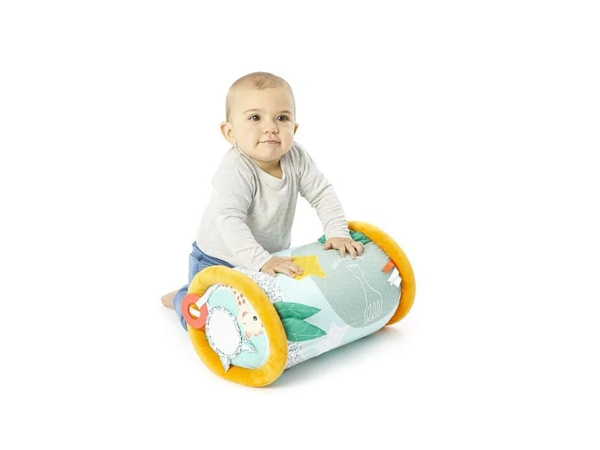 Sophie de giraf Rollin' Sensorische Roller voor Baby's vanaf 6 Maanden, Oranje/Groen, Fluweelstof