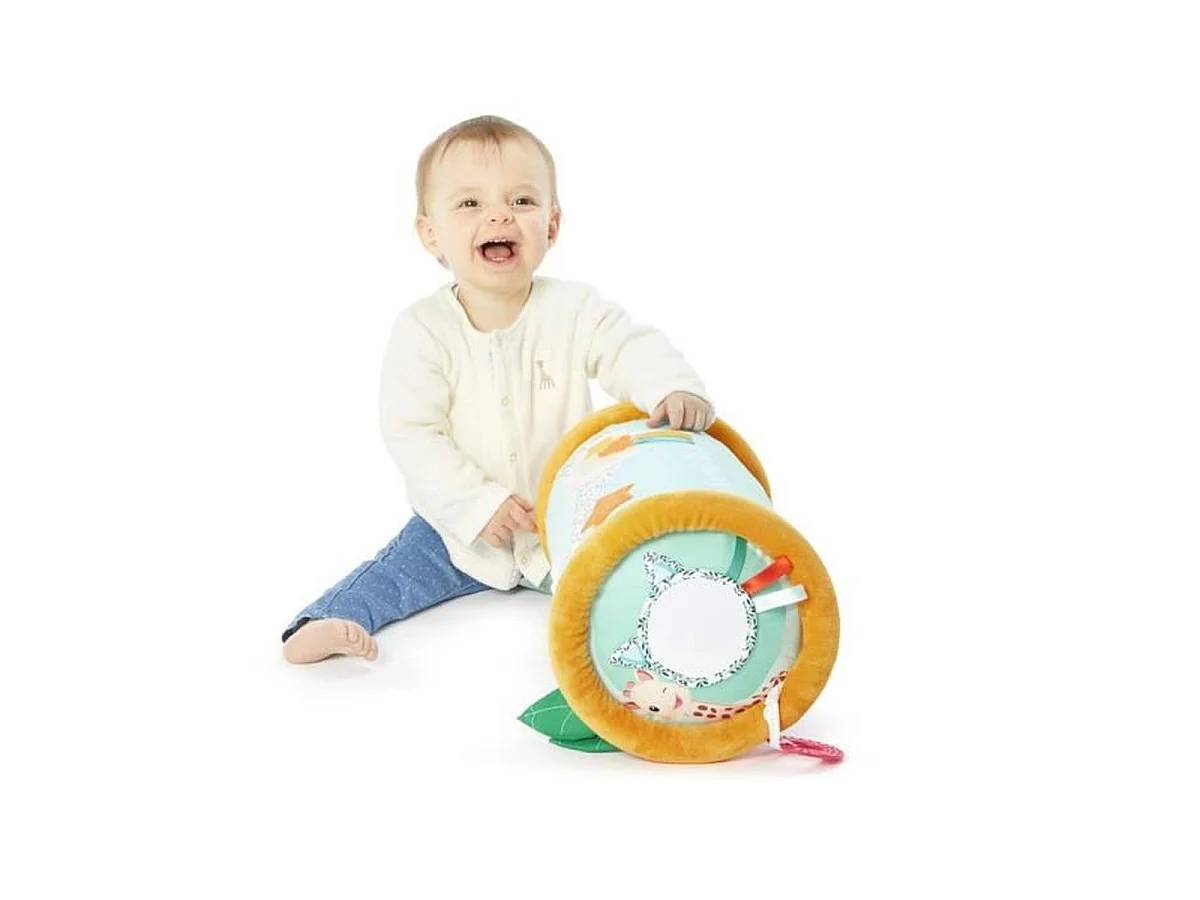 Sophie de giraf Rollin' Sensorische Roller voor Baby's vanaf 6 Maanden, Oranje/Groen, Fluweelstof