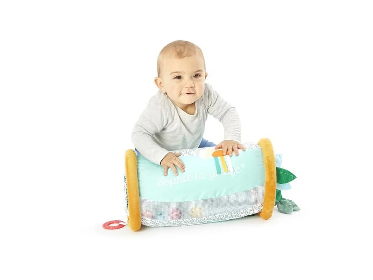Sophie de giraf Rollin' Sensorische Roller voor Baby's vanaf 6 Maanden, Oranje/Groen, Fluweelstof