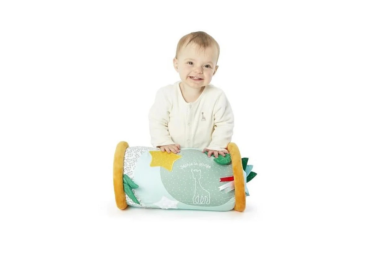 Sophie de giraf Rollin' Sensorische Roller voor Baby's vanaf 6 Maanden, Oranje/Groen, Fluweelstof