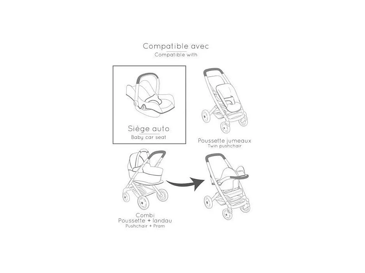 Smoby Maxi‑Cosi Siège poupon 3-en-1 : chaise haute, transat et siège auto, rose