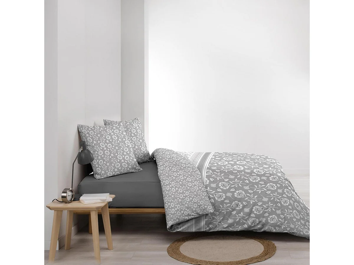 Parure de Lit 3 Pièces "Flavie" 240x220cm Gris